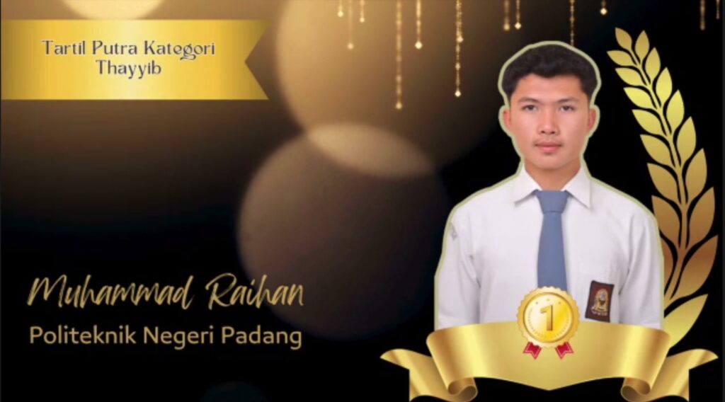 Mahasiswa Jurusan Bahasa Inggris  Juara 1 MTQ tingkat Politeknik se Indonesia tarik putra kategori Thayyib